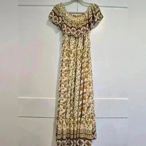 Margaux Riviera Bohemian Cottage Core Maxi Dress Size Large